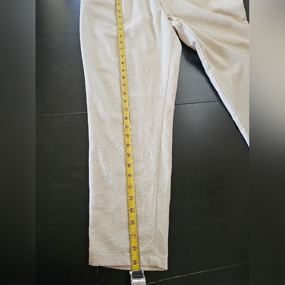 Zara Ivory Relaxed Cotton Pants Size XL Beige Drawstring Waist Casual Pockets - Picture 10 of 10